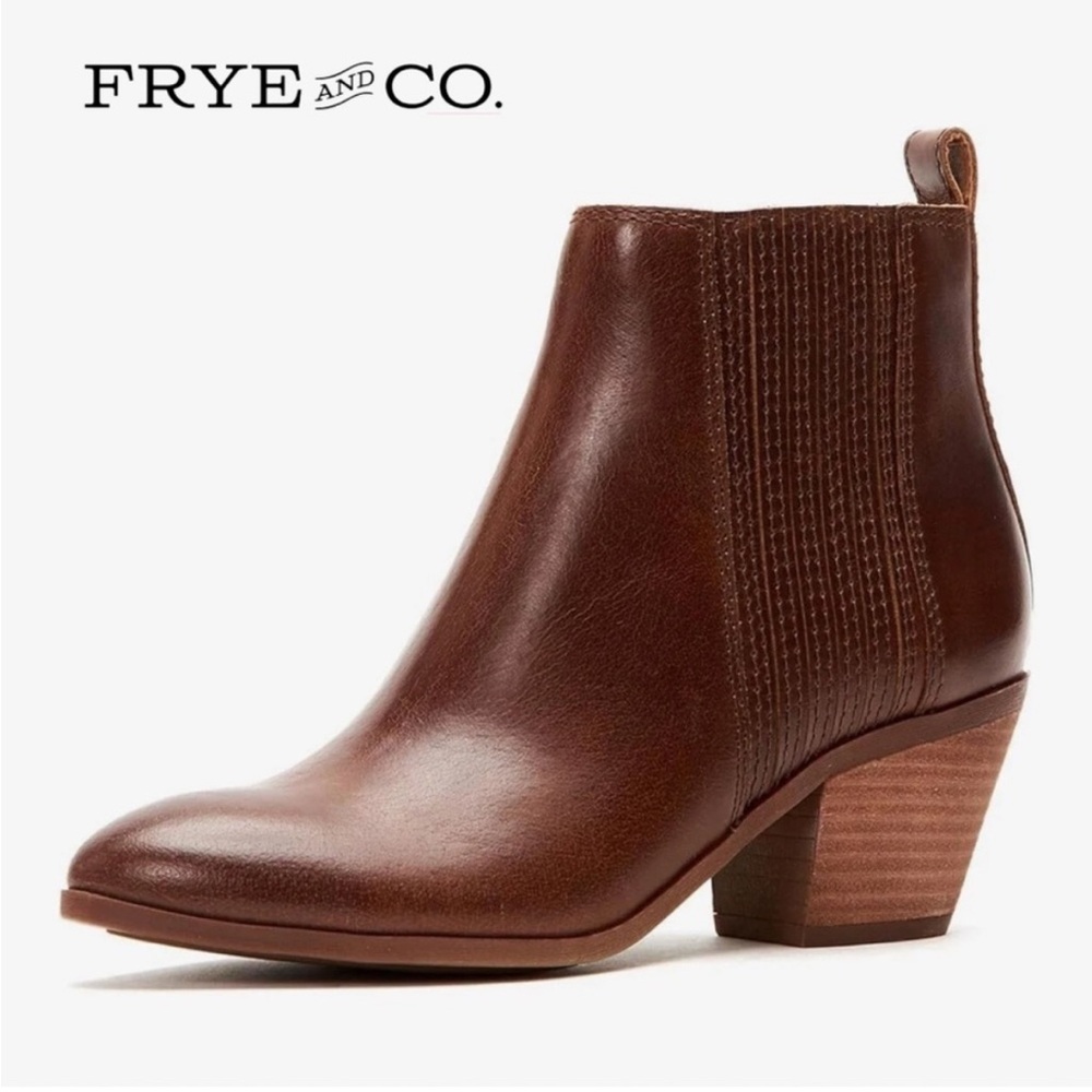 frye & co jacy zip up chelsea boots in cognac